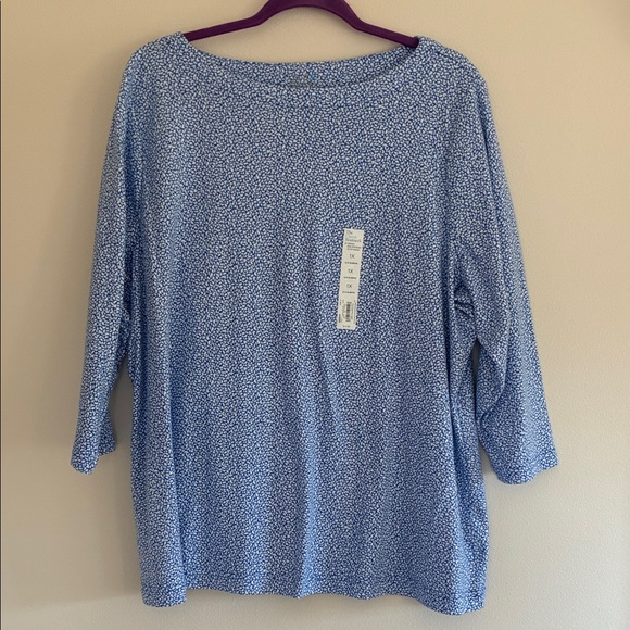 Kohl's Tops - Kohl's Women's Blue Floral Boatneck Blouse new with tags women’s size 1X
